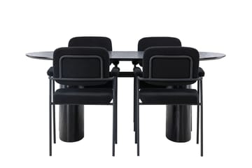 Isolde Matgrupp 180 cm Oval med 4 Yesterday stolar - Svart - Möbler - Matplats - Matgrupp & matbord med stolar