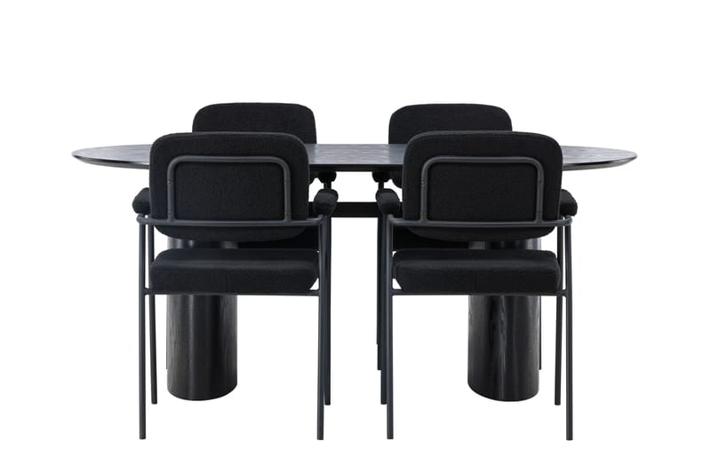 Isolde Matgrupp 180 cm Oval med 4 Yesterday stolar - Svart - Möbler - Matplats - Matgrupp & matbord med stolar