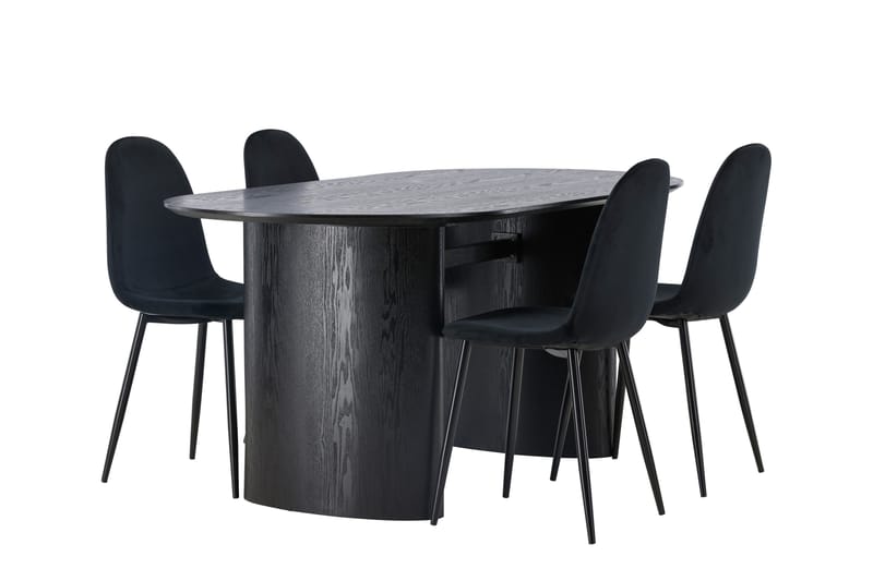 Isolde Matgrupp 180 cm Oval med 4 Polar stolar - Svart - Möbler - Matplats - Matgrupp & matbord med stolar