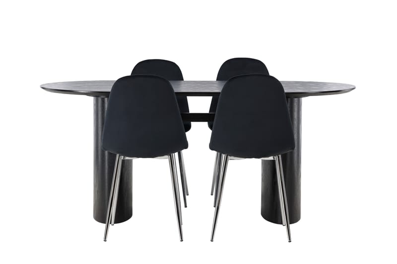 Isolde Matgrupp 180 cm Oval med 4 Polar stolar - Svart - Möbler - Matplats - Matgrupp & matbord med stolar