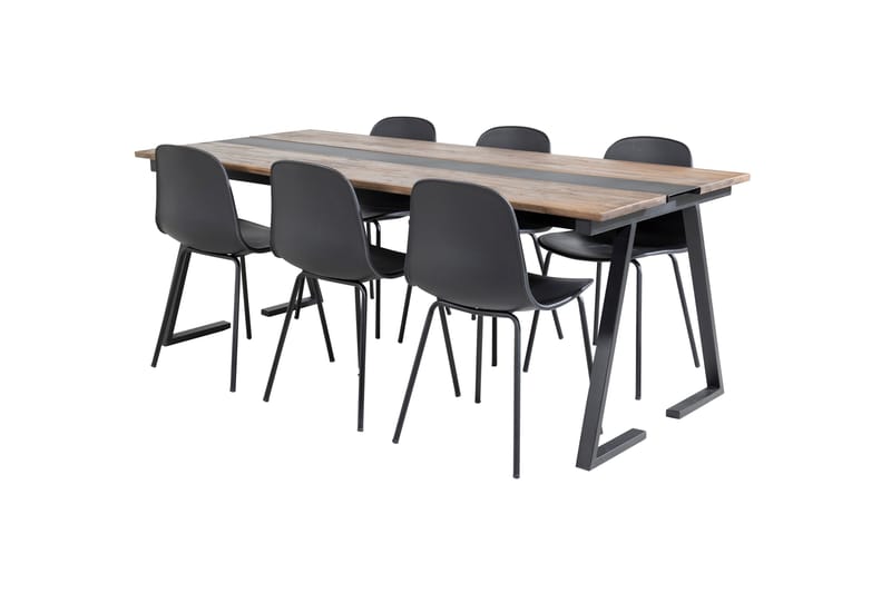 Jakarta Matgrupp 200 cm Rektangulär med 6 Arctic Stolar - Svart - Möbler - Matplats - Matgrupp & matbord med stolar