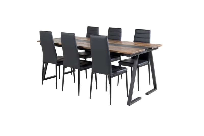 Jakarta Matgrupp 200 cm Rektangulär med 6 Slim stolar - Svart - Möbler - Matplats - Matgrupp & matbord med stolar