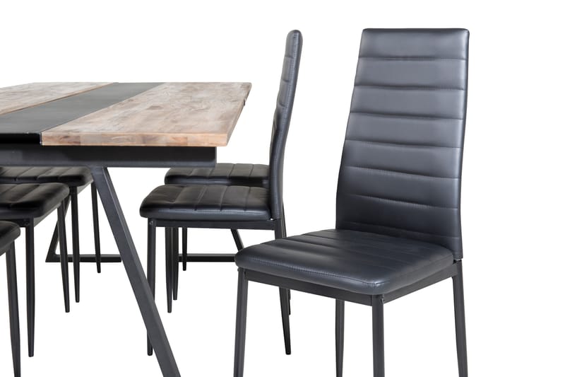 Jakarta Matgrupp 200 cm Rektangulär med 6 Slim stolar - Svart - Möbler - Matplats - Matgrupp & matbord med stolar