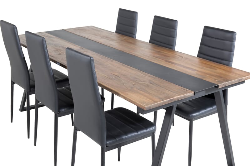 Jakarta Matgrupp 200 cm Rektangulär med 6 Slim stolar - Svart - Möbler - Matplats - Matgrupp & matbord med stolar