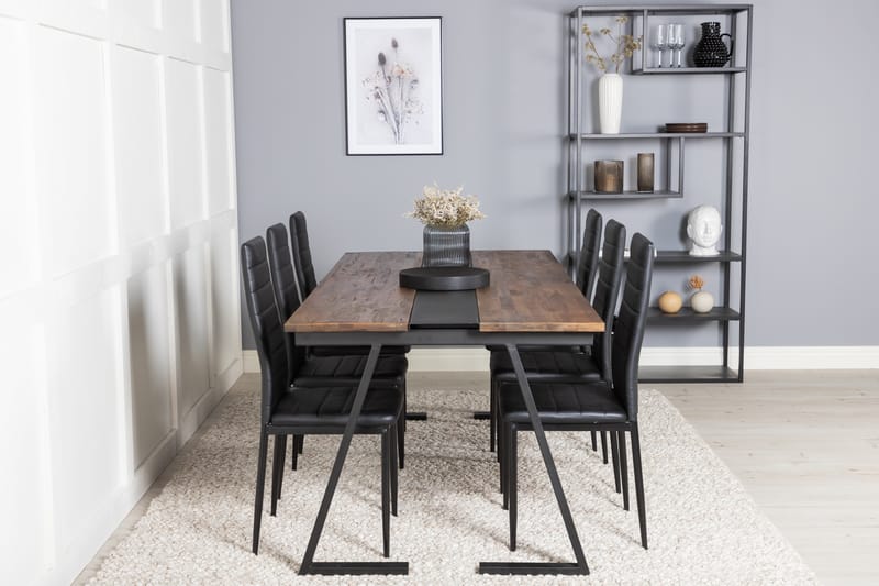 Jakarta Matgrupp 200 cm Rektangulär med 6 Slim stolar - Svart - Möbler - Matplats - Matgrupp & matbord med stolar