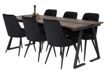 Jakarta Matgrupp 200 cm Rektangulär med 6 Velvet stolar