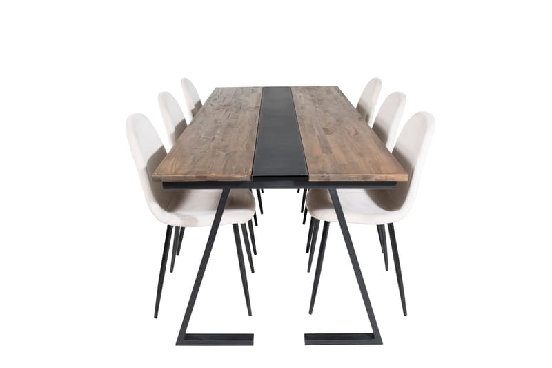 Jakarta Matgrupp 200 cm Rektangulär med 6 Polar stolar - Beige - Möbler - Matplats - Matgrupp & matbord med stolar