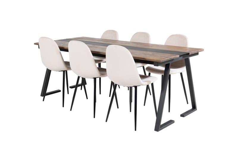 Jakarta Matgrupp 200 cm Rektangulär med 6 Polar stolar - Beige - Möbler - Matplats - Matgrupp & matbord med stolar
