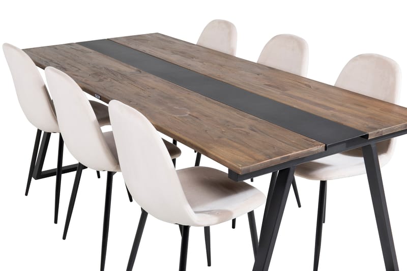 Jakarta Matgrupp 200 cm Rektangulär med 6 Polar stolar - Beige - Möbler - Matplats - Matgrupp & matbord med stolar