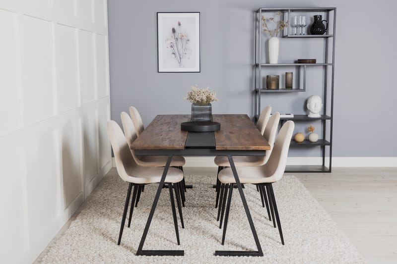 Jakarta Matgrupp 200 cm Rektangulär med 6 Polar stolar - Beige - Möbler - Matplats - Matgrupp & matbord med stolar