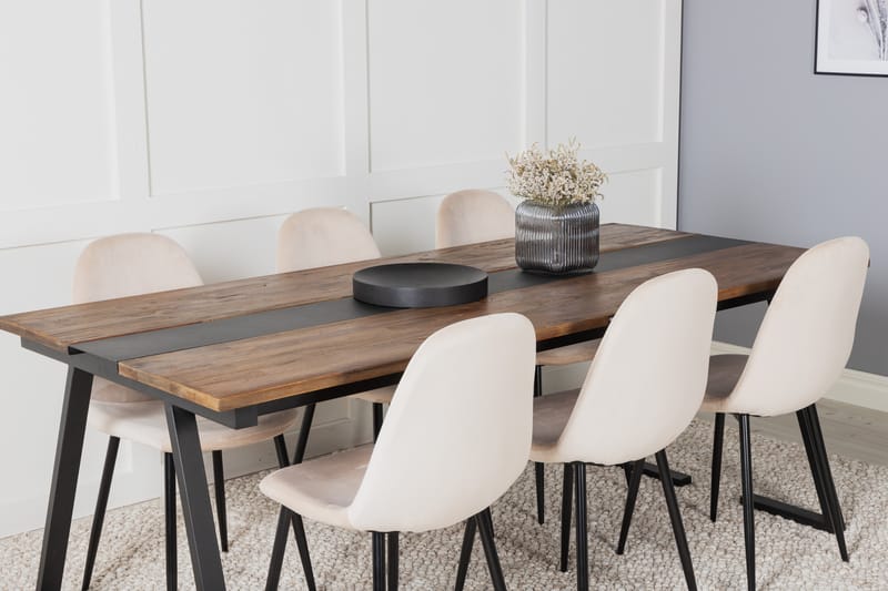 Jakarta Matgrupp 200 cm Rektangulär med 6 Polar stolar - Beige - Möbler - Matplats - Matgrupp & matbord med stolar