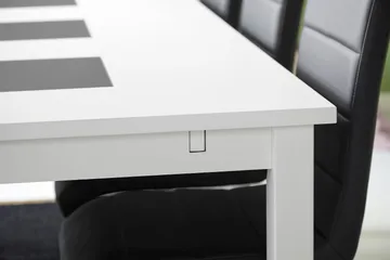 Jasmin Förlängningsbar Matgrupp 180 cm med 6 Cibus Stol - Vit/Svart - Möbler - Matplats - Matgrupp & matbord med stolar