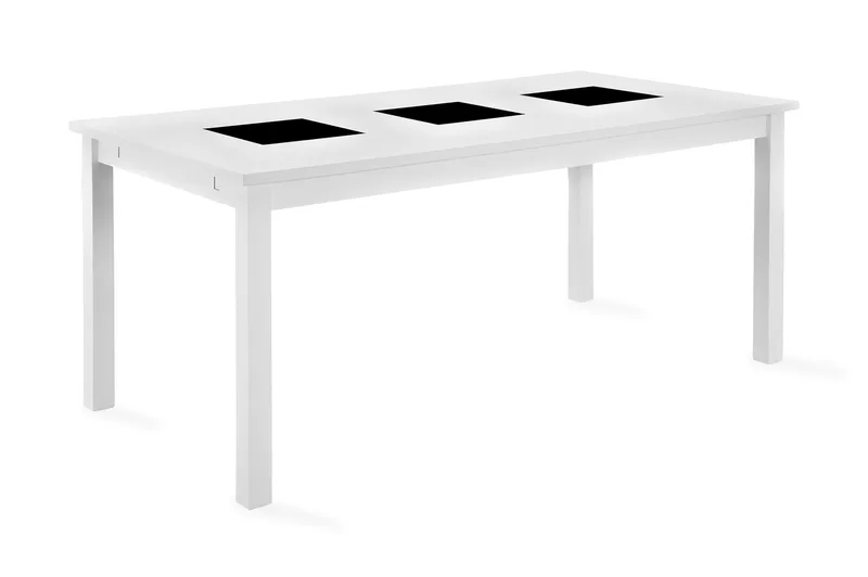 Jasmin Förlängningsbart Matbord 180 cm +  6 st Nibe stol grå med ek ben - Vit/Grå - Möbler - Matplats - Matgrupp & matbord med stolar