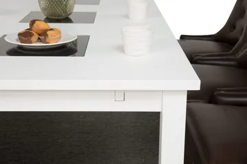 Jasmin Matgrupp 180 cm med 6 Tuva Fåtölj - Vit/Brun PU - Möbler - Matplats - Matgrupp & matbord med stolar