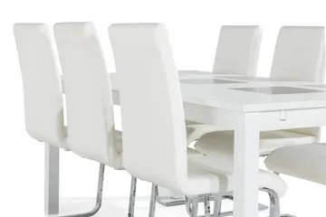 Jasmin Matgrupp med 6 st Cibus Stolar - Vit/PU/Krom - Möbler - Matplats - Matgrupp & matbord med stolar