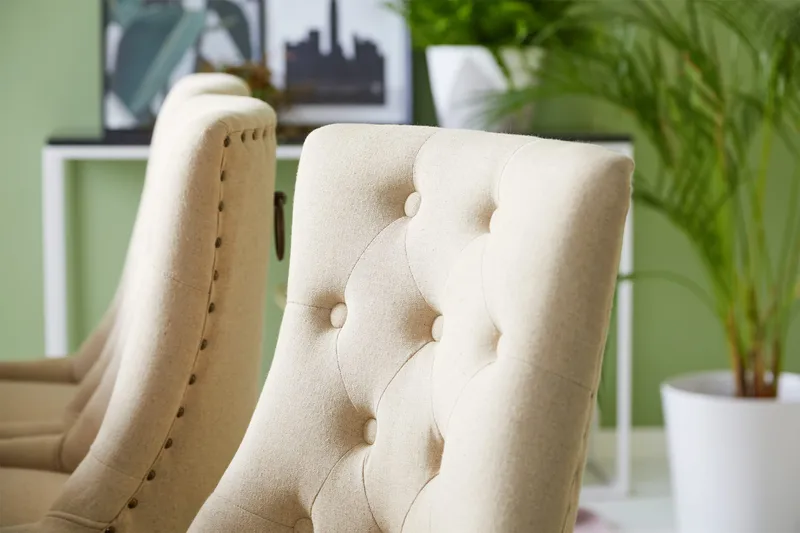 Jasmin Matgrupp Vit med 6 st Viktoria Fåtöljer - Beige/Vintageben - Möbler - Matplats - Matgrupp & matbord med stolar