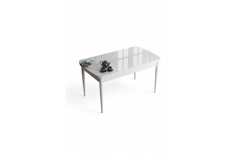 Javren Matbord 114 cm Rektangulär, Vit Marmor/Vit