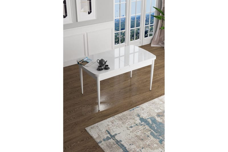 Javren Matbord 114 cm Rektangulär - Vit Marmor/Vit - Möbler - Matplats - Matbord & köksbord