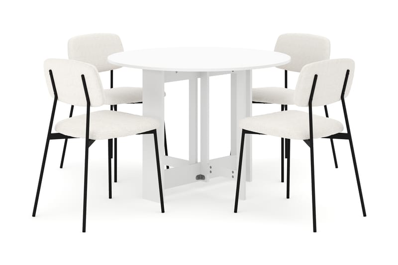 Jeba Matbord 100 cm med 4 st Lowe Matstolar - Vit - Möbler - Matplats - Matgrupp & matbord med stolar