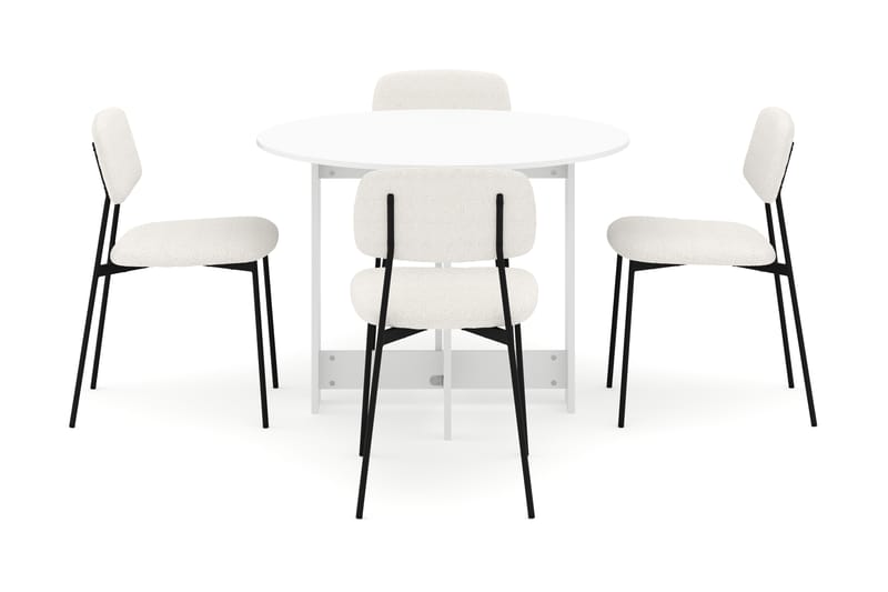 Jeba Matbord 100 cm med 4 st Lowe Matstolar - Vit - Möbler - Matplats - Matgrupp & matbord med stolar