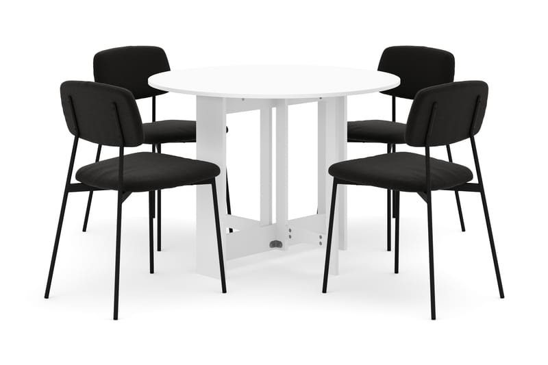 Jeba Matbord 100 cm med 4 st Lowe Matstolar - Vit - Möbler - Matplats - Matgrupp & matbord med stolar