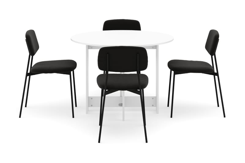 Jeba Matbord 100 cm med 4 st Lowe Matstolar - Vit - Möbler - Matplats - Matgrupp & matbord med stolar