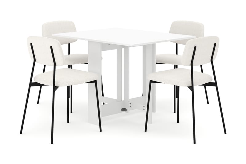 Jeba Matbord 80 cm med 4 st Lowe Matstolar - Vit - Möbler - Matplats - Matgrupp & matbord med stolar