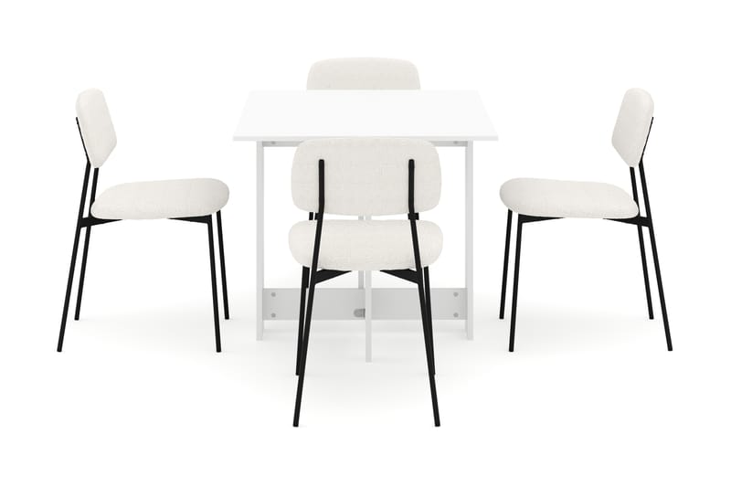 Jeba Matbord 80 cm med 4 st Lowe Matstolar - Vit - Möbler - Matplats - Matgrupp & matbord med stolar