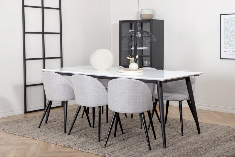 Jimms Matgrupp 195 cm Rektangulär med 6 Sedavi Stolar - Svart - Möbler - Matplats - Matgrupp & matbord med stolar