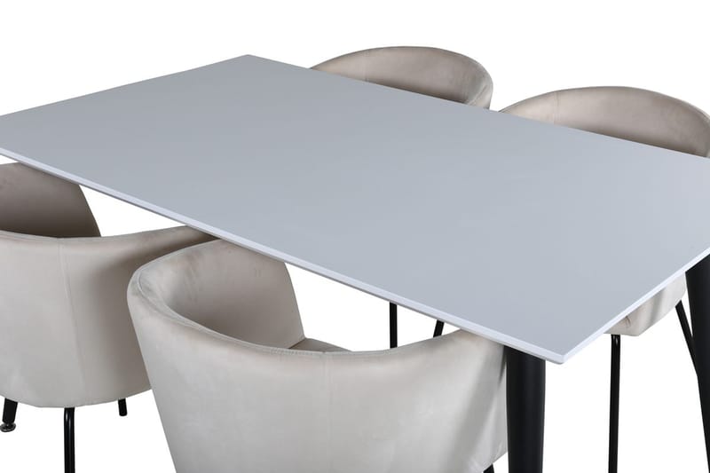 Jimmy Förlängningsbart Matbord 150 cm med 4 Berit Karmstol Sammet med Armstöd - Möbler - Matplats - Matgrupp & matbord med stolar