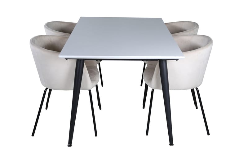 Jimmy Förlängningsbart Matbord 150 cm med 4 Berit Karmstol Sammet med Armstöd - Möbler - Matplats - Matgrupp & matbord med stolar