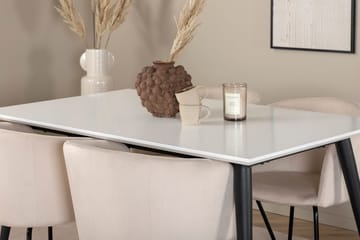Jimmy Förlängningsbart Matbord 150 cm med 4 Berit Karmstol Sammet med Armstöd - Möbler - Matplats - Matgrupp & matbord med stolar