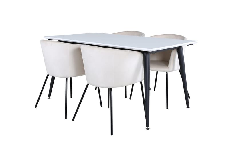 Jimmy Förlängningsbart Matbord 150 cm med 4 Berit Karmstol Sammet med Armstöd - Möbler - Matplats - Matgrupp & matbord med stolar