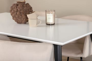 Jimmy Förlängningsbart Matbord 150 cm med 4 Berit Karmstol Sammet med Armstöd - Möbler - Matplats - Matgrupp & matbord med stolar