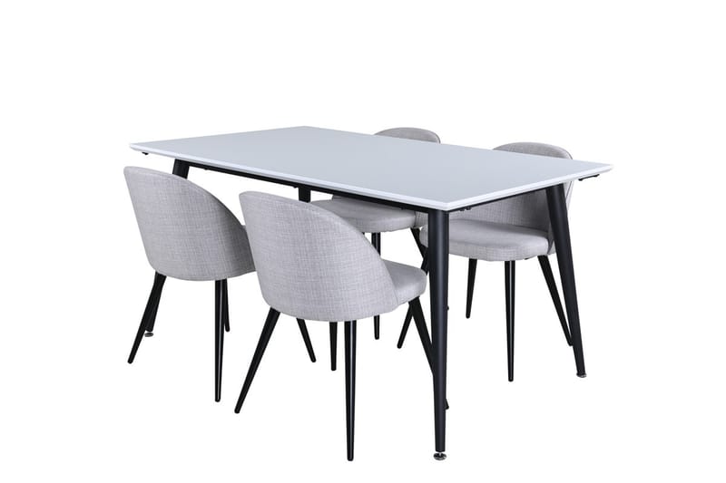 Jimmy Förlängningsbart Matbord 150 cm med 4 Velvet Matstol - Möbler - Matplats - Matgrupp & matbord med stolar
