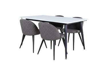 Jimmy Förlängningsbart Matbord 150 cm med 4 Velvet Stitches Matstol - Möbler - Matplats - Matgrupp & matbord med stolar