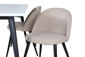 Jimmy Matgrupp 150 cm Rektangulär med 4 Velvet stolar - Beige - Möbler - Matplats - Matgrupp & matbord med stolar