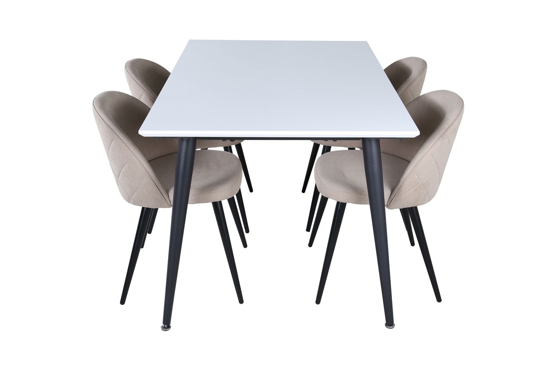 Jimmy Matgrupp 150 cm Rektangulär med 4 Velvet stolar - Beige - Möbler - Matplats - Matgrupp & matbord med stolar