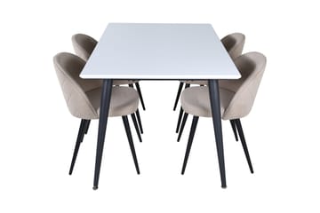 Jimmy Matgrupp 150 cm Rektangulär med 4 Velvet stolar - Beige - Möbler - Matplats - Matgrupp & matbord med stolar