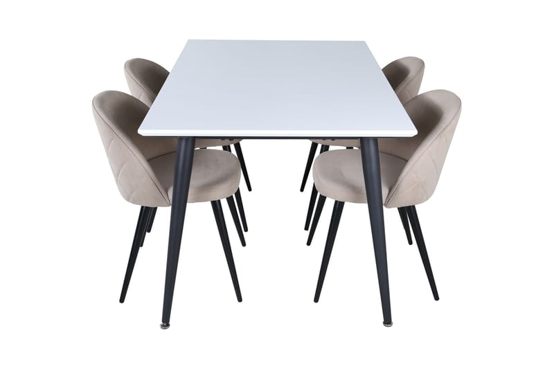 Jimmy Matgrupp 150 cm Rektangulär med 4 Velvet stolar - Beige - Möbler - Matplats - Matgrupp & matbord med stolar