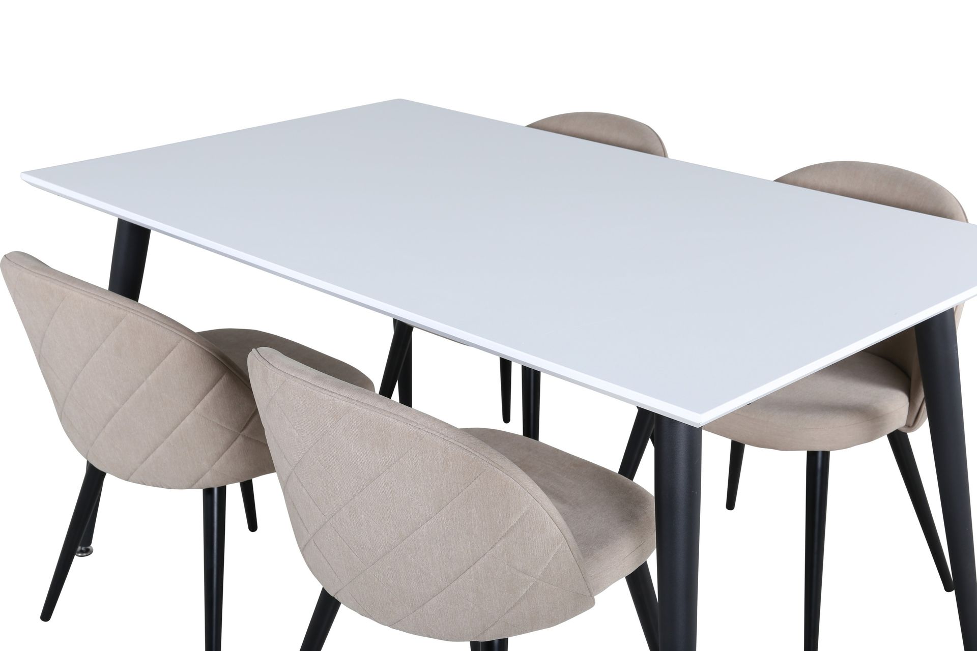 Jimmy Matgrupp 150 cm Rektangulär med 4 Velvet stolar - Beige - Möbler - Matplats - Matgrupp & matbord med stolar