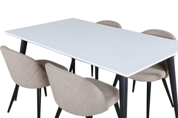 Jimmy Matgrupp 150 cm Rektangulär med 4 Velvet stolar - Beige - Möbler - Matplats - Matgrupp & matbord med stolar