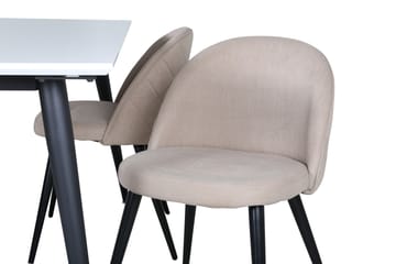 Jimmy Matgrupp 150 cm Rektangulär med 4 Velvet stolar - Beige - Möbler - Matplats - Matgrupp & matbord med stolar