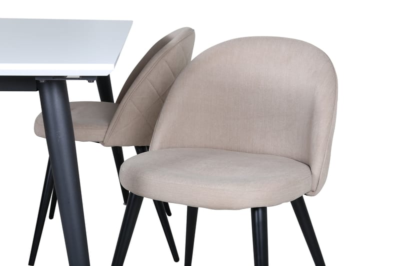 Jimmy Matgrupp 150 cm Rektangulär med 4 Velvet stolar - Beige - Möbler - Matplats - Matgrupp & matbord med stolar
