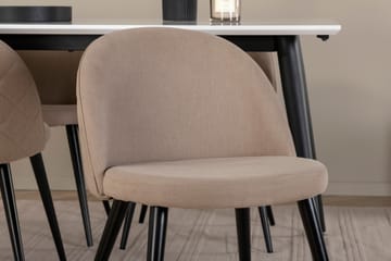 Jimmy Matgrupp 150 cm Rektangulär med 4 Velvet stolar - Beige - Möbler - Matplats - Matgrupp & matbord med stolar