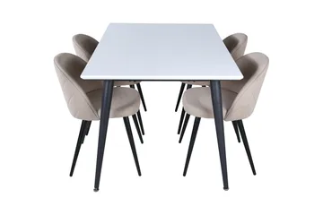 Jimmy Matgrupp 150 cm Rektangulär med 4 Velvet stolar - Beige - Möbler - Matplats - Matgrupp & matbord med stolar