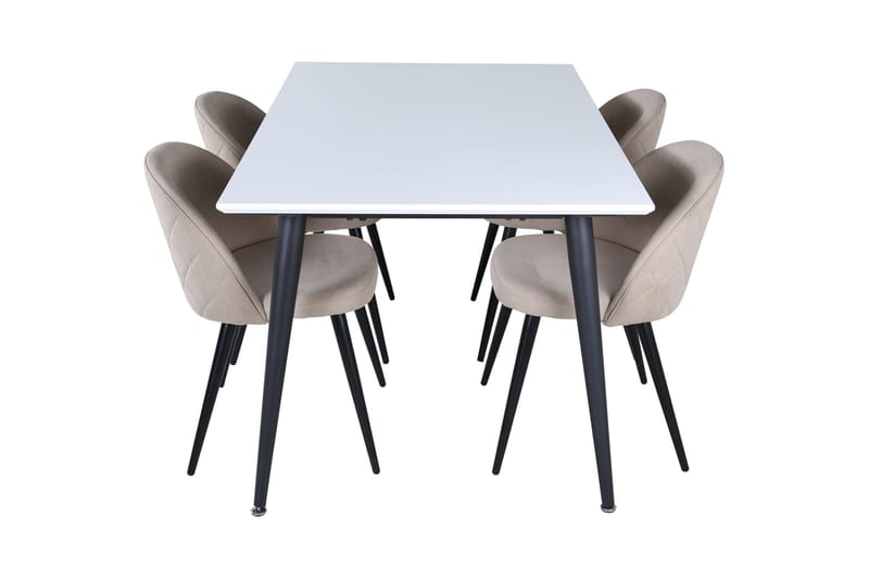 Jimmy Matgrupp 150 cm Rektangulär med 4 Velvet stolar - Beige - Möbler - Matplats - Matgrupp & matbord med stolar