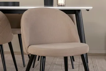 Jimmy Matgrupp 150 cm Rektangulär med 4 Velvet stolar - Beige - Möbler - Matplats - Matgrupp & matbord med stolar