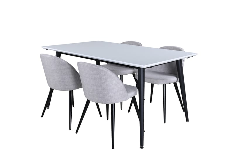 Jimmy Matgrupp 150 cm Rektangulär med 4 Velvet Stolar - Svart - Möbler - Matplats - Matgrupp & matbord med stolar