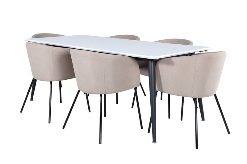 Jimmy Matgrupp 195 cm Rektangul�är med 6 Berit stolar - Beige - Möbler - Matplats - Matgrupp & matbord med stolar